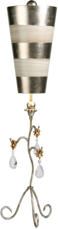 Tischleuchte Beistelllampe Schreibtischlampe Stahl Silber Creme h 96,5 cm
