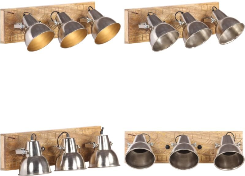 Wandlampe Industriestil Silbern 70x23 cm E27 Mangoholz - Vidaxl