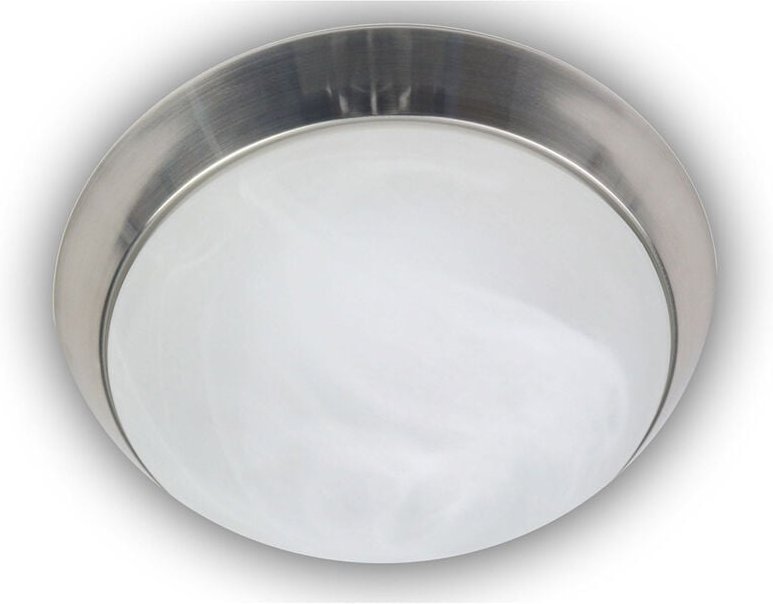 LED-Deckenleuchte rund, Glas Alabaster, Dekorring Nickel matt, ø 25cm