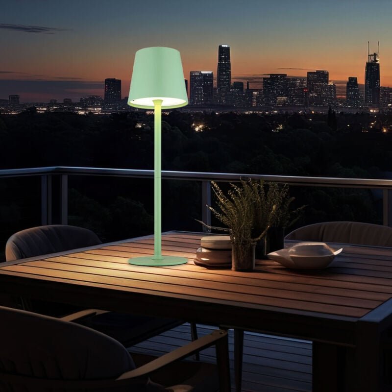 Tischlampe Tischleuchte Außenlampe Gartenleuchte Beistellleuchte Terrassenlampe, Metall Kunststoff blassgrün opal, Touch...