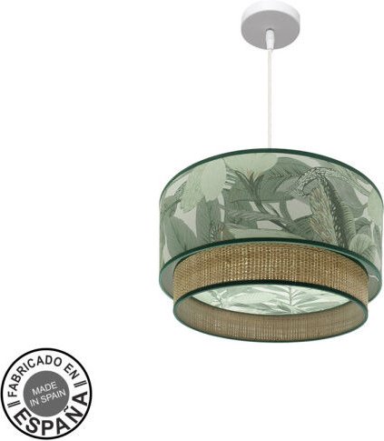 Fabrilamp - Lampe de Deckenpendellampe Congo 40d 1xe27 Weiß/Grün-natürlich