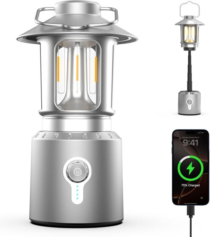 LED-Campinglaterne, wiederaufladbare Campinglampe mit 8000 mAh Akku und 3 Leuchtmodi, wasserdicht und stoßfest, Batterie...