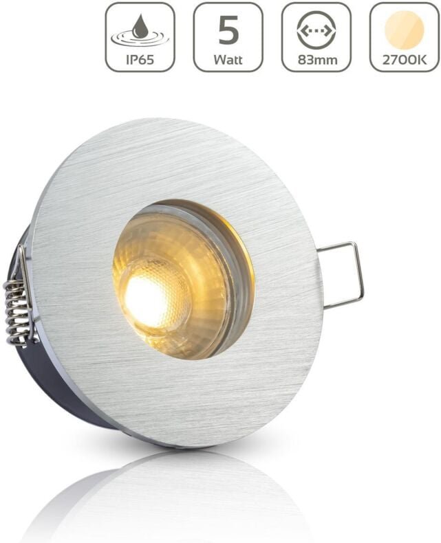 Einbauspot IP65 rund - Farbe: Alu-gebürstet - LED Leuchtmittel: GU10 5W warmweiß