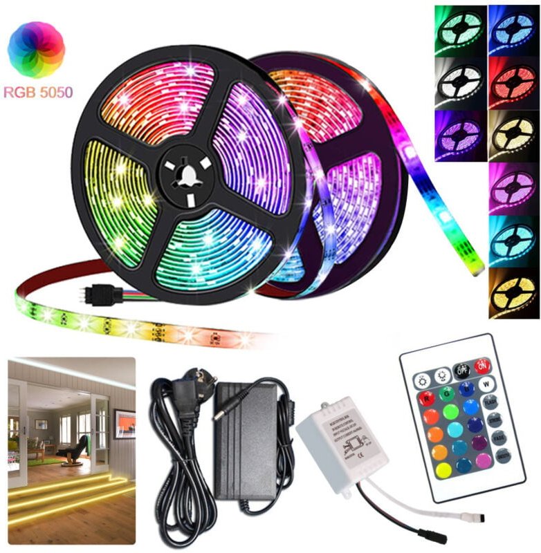 Thumbnail - TolleTour 5M led Streifen set . rgb led Stripe 5050 smd. led Strip 30 LEDs. led not wasserdicht(IP20). mit 24 Tasten Fer...