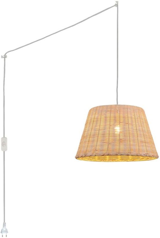 Barcelona Led - Pendelleuchte aus Weide "Hank" mit Schalter und Stecker