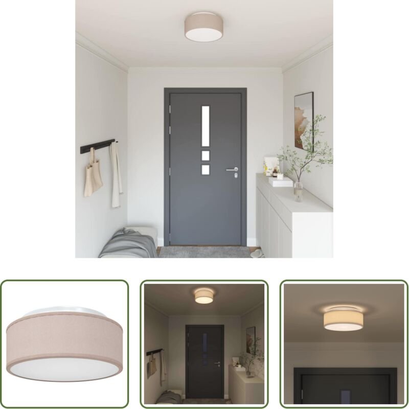 vidaXL Wohnzimmerbeleuchtung - Deckenlampe mit Strahlern Taupe 30 x 30 x 13,5 cm Stoff