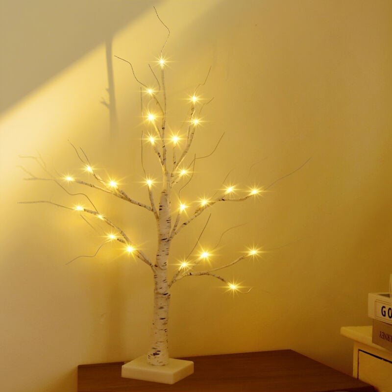 LED Baum Lichter Warmweiß Birkenbaum 1PC 60cm LED Lichterbaum Innen mit 24 LEDs Licht