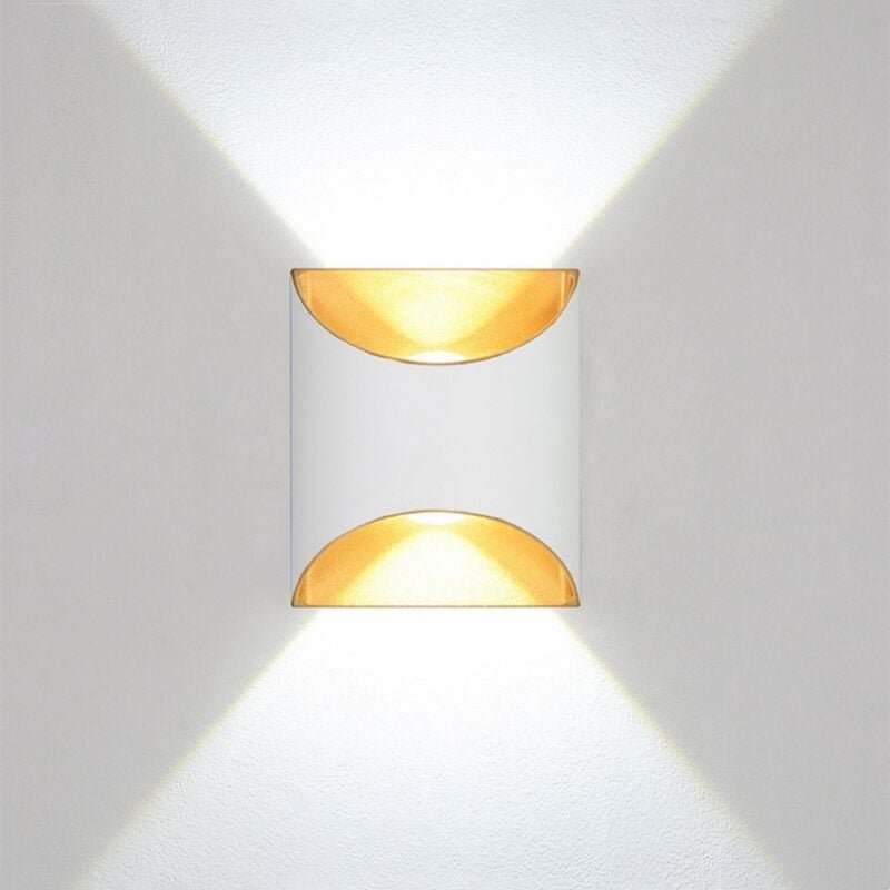Led Wandleuchte Innen Wandlampe Up und Down für Schlafzimmer Wohnzimmer Kaltweiß Licht Weiß Golden