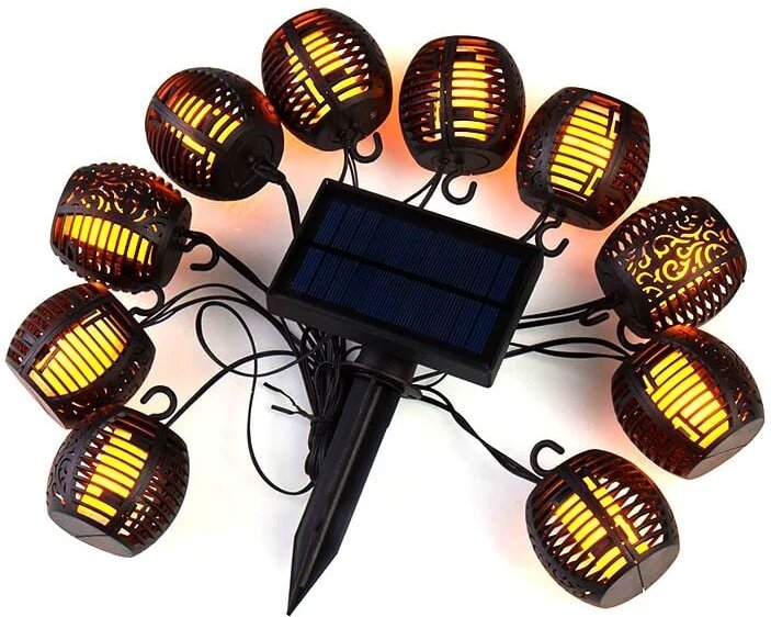 Highsam - Solarlampen 10 Köpfe funkelnde Lichterketten für den Außenbereich wasserdicht