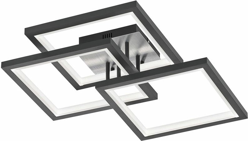 Dimmbare Deckenleuchte Wohnzimmer Deckenlampe led Wohnzimmer dimmbar Lampe Schlafzimmer Decke grau, Metall, 37W 3800Lm w...
