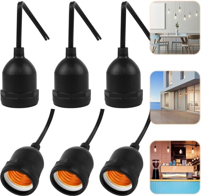 E27-Fassungen, 6 Stück, wasserdichte E27-Lampenfassung, hochwertige, wasserdichte E27-Lampenfassungsadapter für Glühlamp...