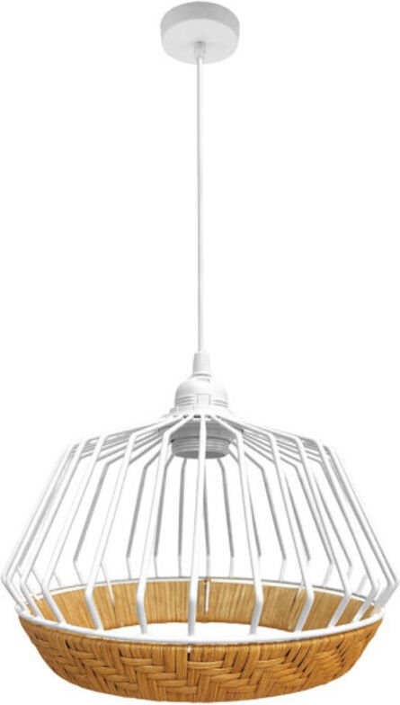 Hugo - fabrilamp Hängeleuchte de Deckenleuchte 1xe27 Weiß/Natur 36d