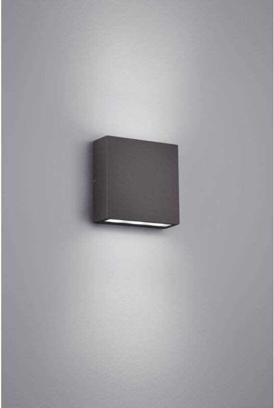 Thames Led Double Emission Square Wandleuchte IP54 Anthrazit 14x14 cm Trio Lighting