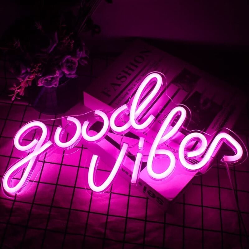 Thumbnail - Neon-LED-Lichtschild mit Acrylsockel, USB-betriebenes dekoratives Neonschild (rosa) - Ahlsen