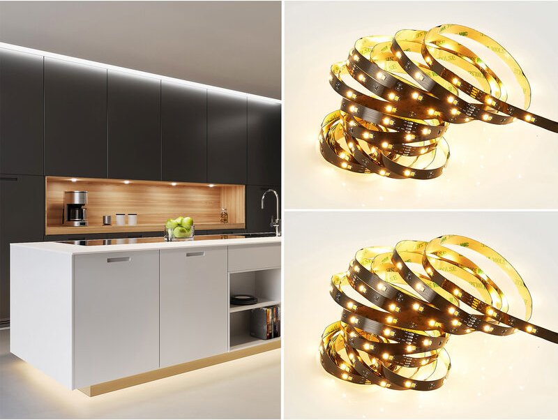2er Set LED Streifen mit Fernbedienung & Dimmer, Lichtfarbe einstellbar - 5 M