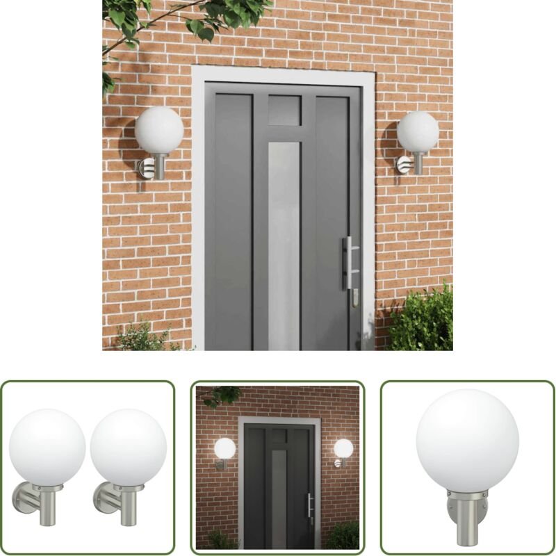 vidaXL Edelstahl Lampe - Außenwandleuchte 2 pcs Silber 28 x 25 x 38 cm