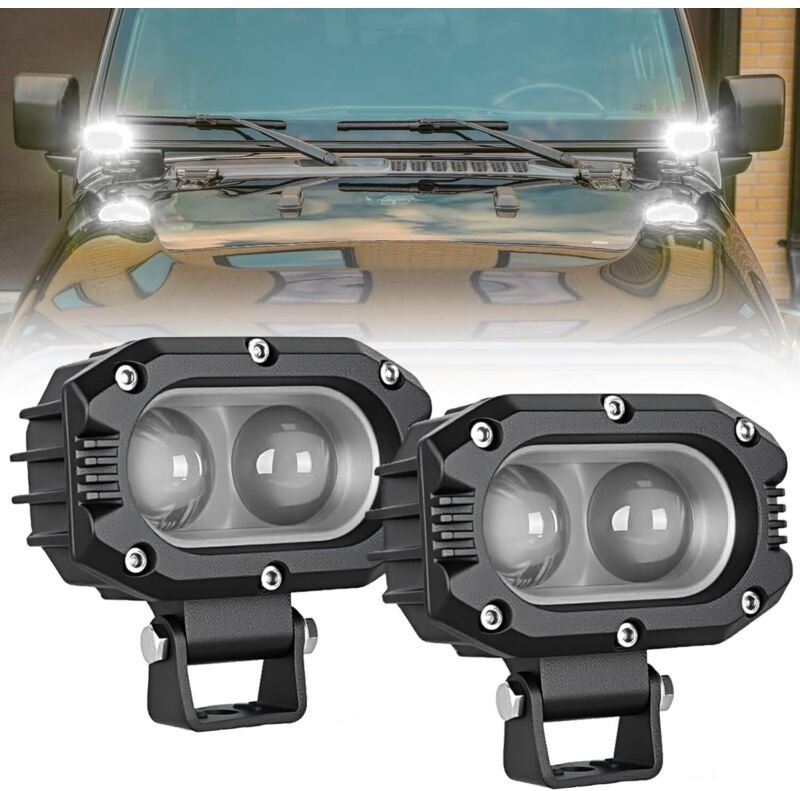2 Stück LED-Zusatzscheinwerfer, 48 W, 4 Zoll, IP67 wasserdicht, Offroad-Zusatzbeleuchtung für LKW, Traktor, SUV, ATV, UT...