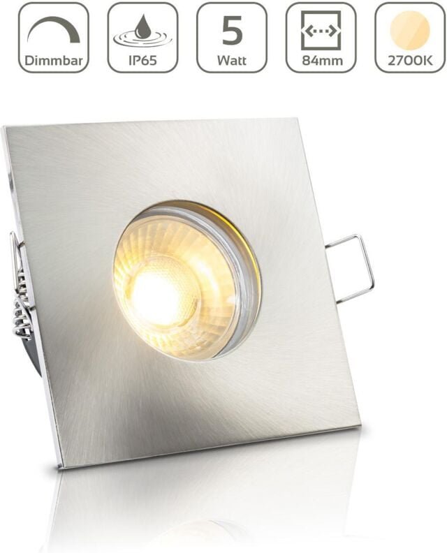 Einbauspot IP65 eckig - Farbe: Edelstahl - LED Leuchtmittel: GU10 5W warmweiß dimmbar
