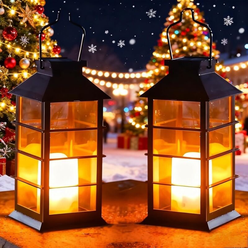 Solarlampen für Außen Hängend 2 Stück Solar Laternen für Draußen, Wasserdicht Solar Laterne Gartendeko mit Flacker Effek...