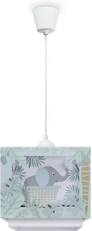 Kinderzimmer Hängelampe Lampenschirm Stoff Regenbogen Stern Löwe Dino Mond Pendelleuchte - Typ 8, Grün - Paco Home