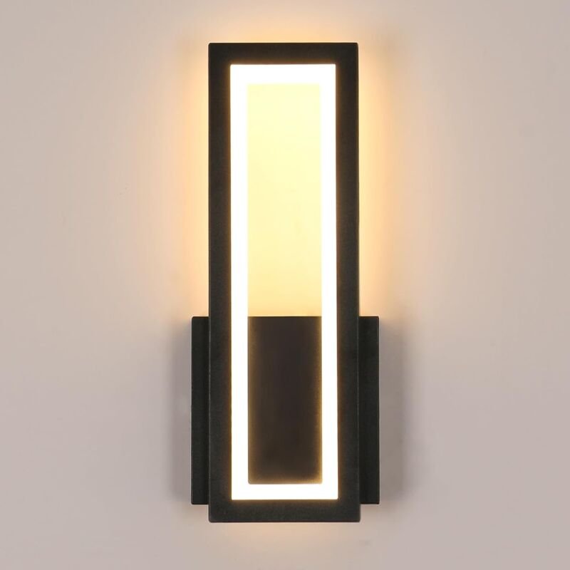 Comely - led Wandlampe 16W, Modern Rechteckig, Acrylbeleuchtung für Schlafzimmer Flur Wohnzimmer Treppe (Schwarz, Warmwe...
