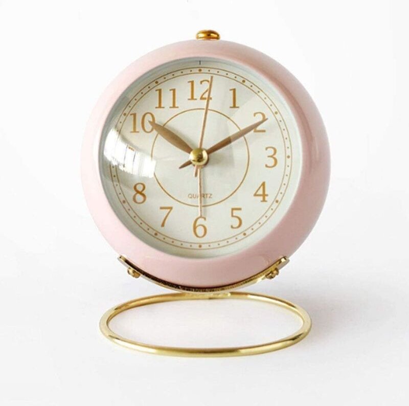 Stiller Wecker ohne Ticken, Nachttischuhr ohne Ticken mit Nachtlicht, Retro-Wecker, Quarzuhrwerk, batteriebetriebene Uhr...