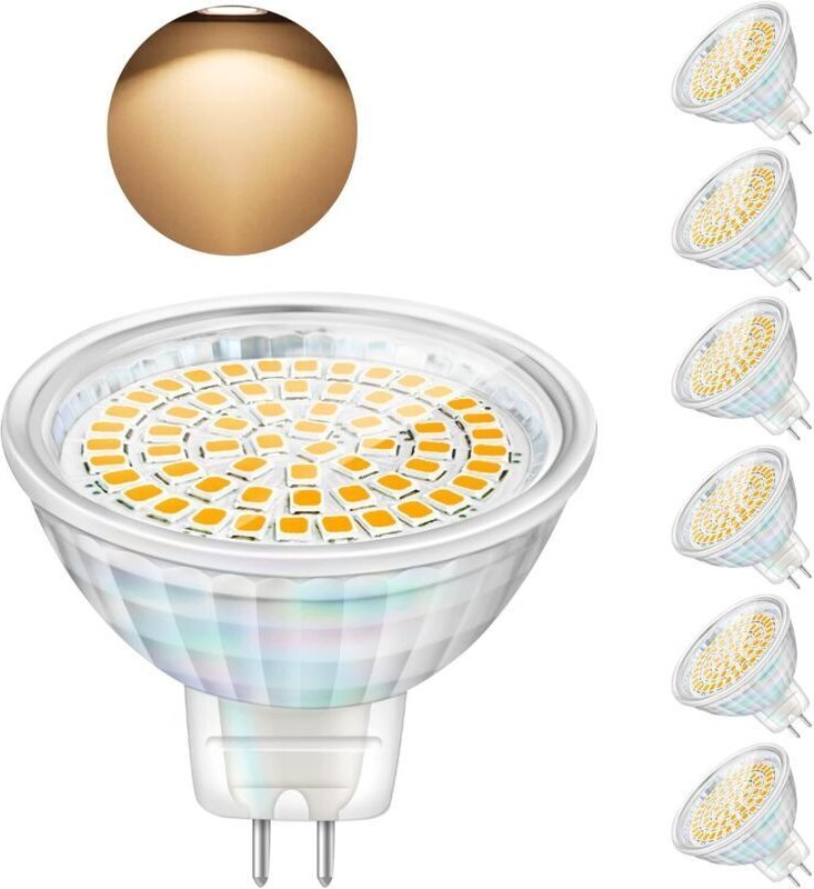 GU5.3 5W 12V MR16 LED-Spotlampen, ersetzt Halogenstrahler, 460 Lumen, Warmweiß 3000K, nicht dimmbar, 6er-Pack