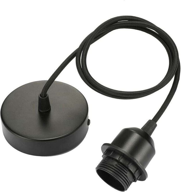 E27-Pendelleuchte mit Schraubring, 100 cm langes, verstellbares Textilkabel, kompatibel mit Lampenschirmen, ideale Fassu...