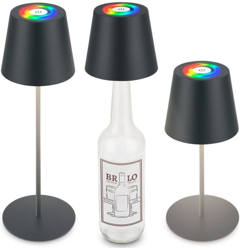 Briloner - 3 in 1 rgbw led Tischlampe kabellos IP44 Flaschenleuchte Aussen/Innen Akku