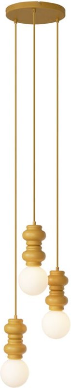 Retro-Pendelleuchte Senfgelb mit mattiertem Glas 3-flammig - Fedde