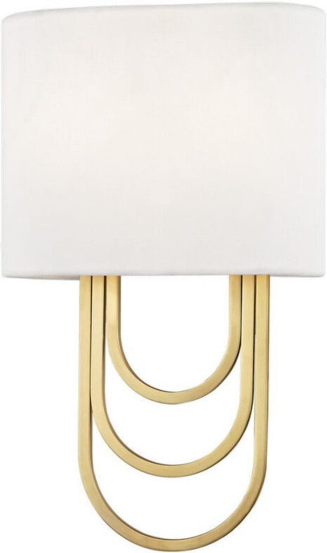 Farah 2-flammige Wandleuchte Messing, Leinen