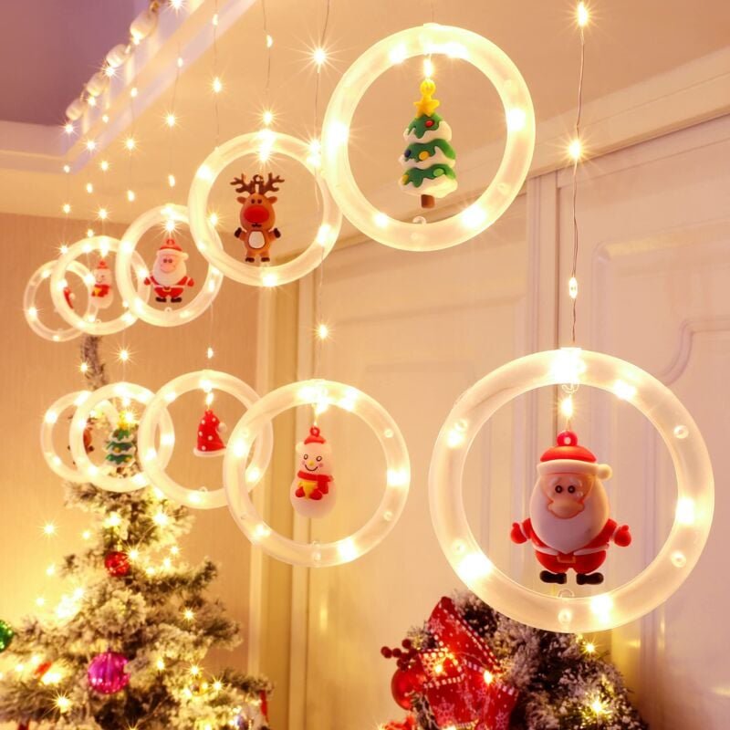 Guirlande lumineuse ronde à LED pour Noël, étanche USB, 100 LED, 8 modes, pour fenêtre de chambre intérieure ou extérieu...