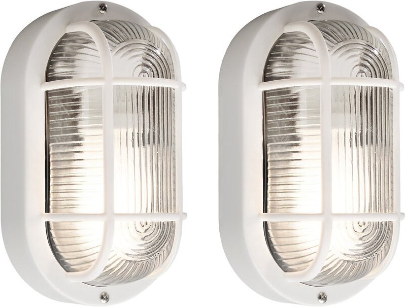 2er-Set Kellerleuchten ELMAS weiß, Schutzgitter, Wand-/Deckenmontage