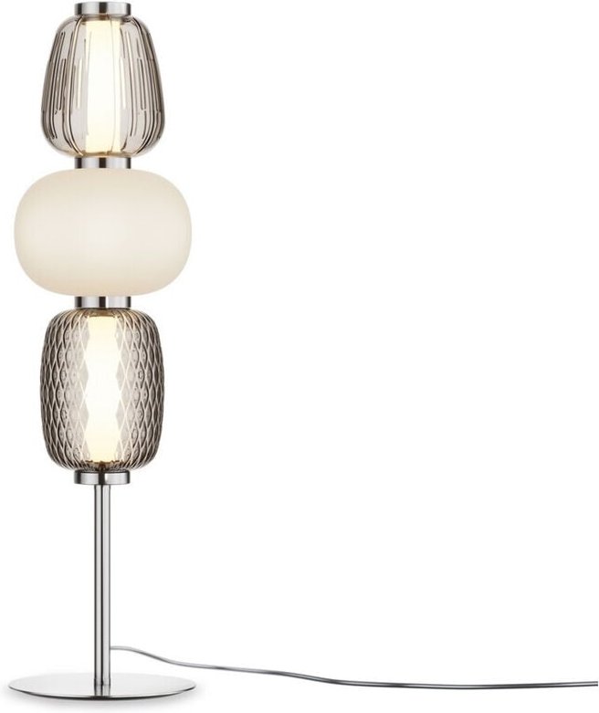 Thumbnail - Maytoni Pattern Moderne integrierte LED-Tischleuchte Chrom 3000K 3500lm Weiß, grauer Schirm