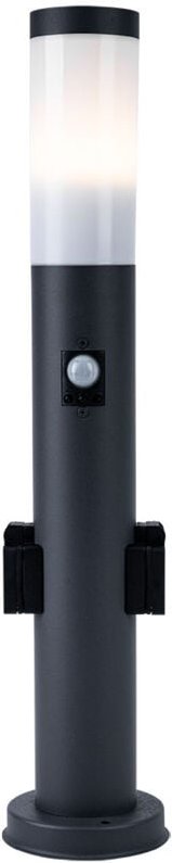 Steh Leuchte Garten Beleuchtung Bewegungsmelder Außen Steckdosen Edelstahl Sockel Lampe antharazit Globo 3158AKS