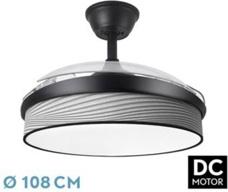 Ventilator dc fashion 72w schwarz/surco grau 108d 3aspas 7200lm 3000k,4000k,6000k remote+memory+timer