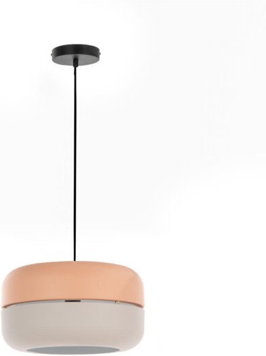 Hängelampe Idra in Rosa und Grau aus Metall