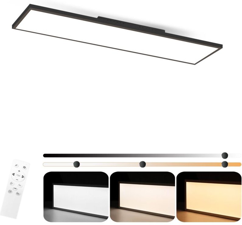 GBLY LED Panel Deckenleuchte Schwarz Deckenpanel - Dimmbar 100x30 CM Deckenlampe Flach Büro mit Fernbedienung Wohnzimmer...