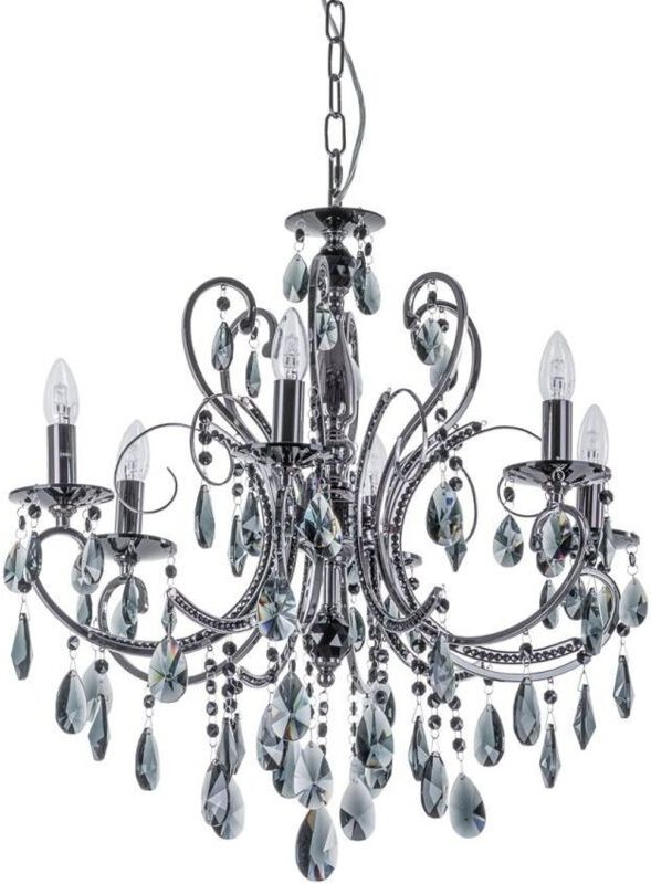 Italux Barocco Black - Klassische Kronleuchter Schwarz 6 Licht mit Kristallschirm, E14