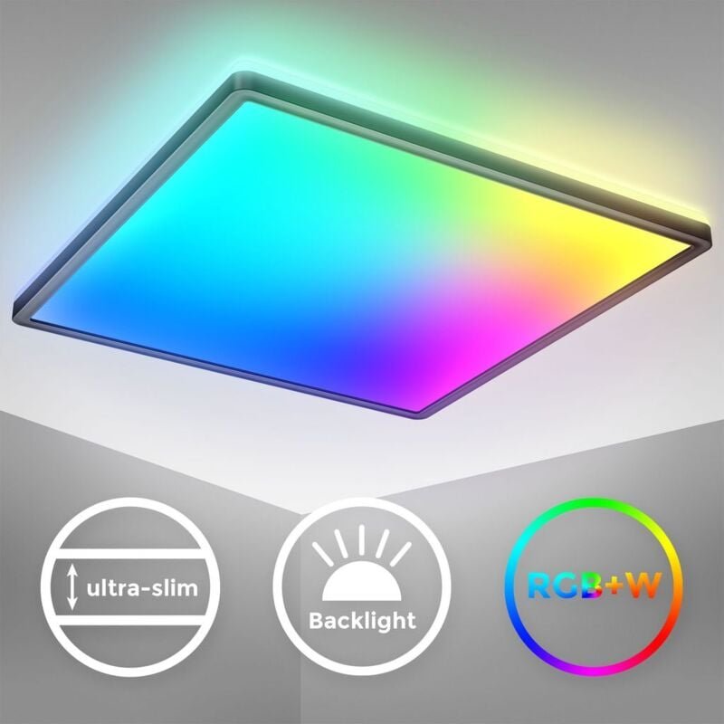 B.k.licht - led Panel 42x42 cm - 22W, 2700lm, dimmbar, Fernbedienung, rgbw, schwarz