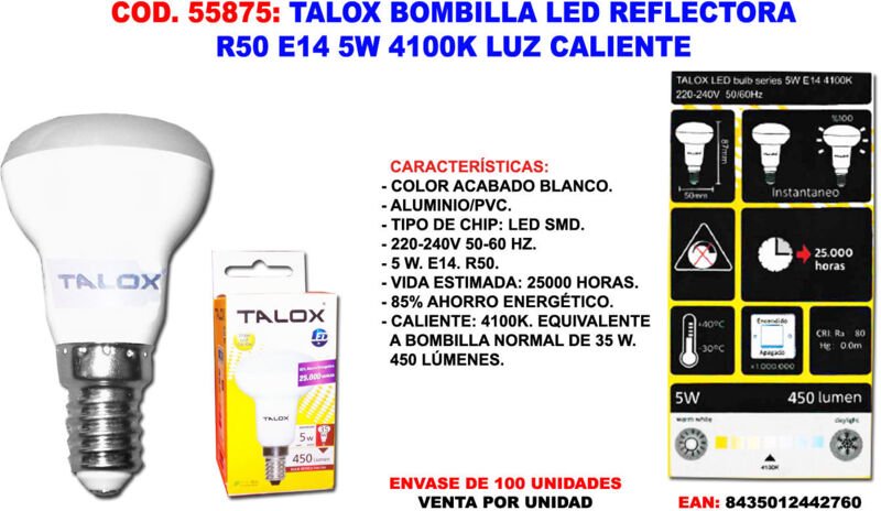 Talox R50 E14 5W 4100K Neutrallicht-LED-Reflektorlampe