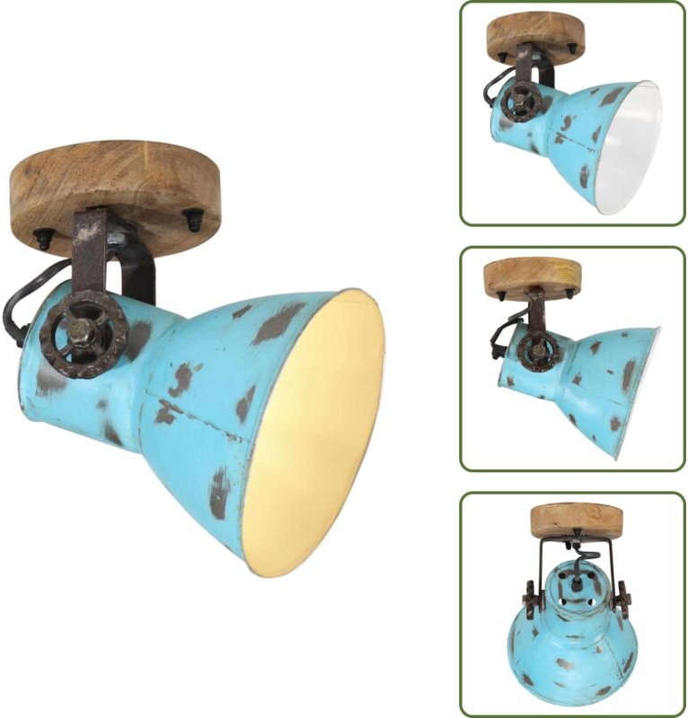 The Living Store Wandleuchte 25 W Blau 11,5x11,5x25 cm E27 - Industriestil