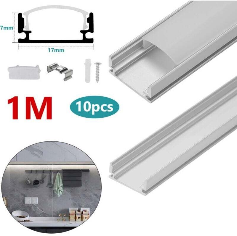 ALOVZE 10 x 1 m LED-Aluminiumprofil, eloxierter Winkel, milchiger Diffusor für LED-Lichtstreifen, undurchsichtige weiße ...