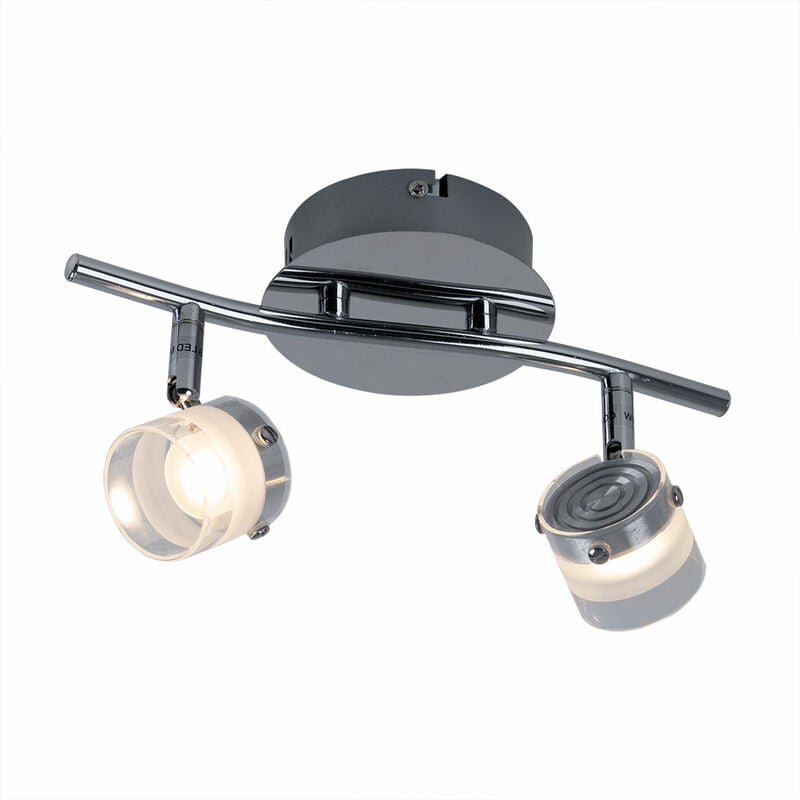 Esto - Deckenleuchte Deckenlampe Spotlampe Wohnzimmerlampe Schlafzimmerleuchte, 2 flammig Spots beweglich, Glas silber k...