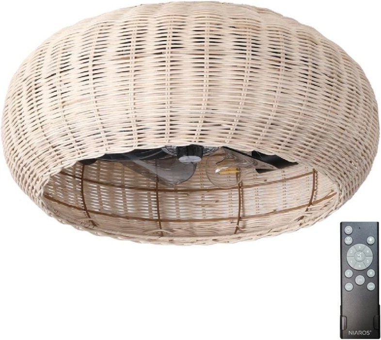 EDM - Deckenventilator 'Matera' mit Fernbedienung 4xE27 (20W DC-Motor 230V) Holzoptik