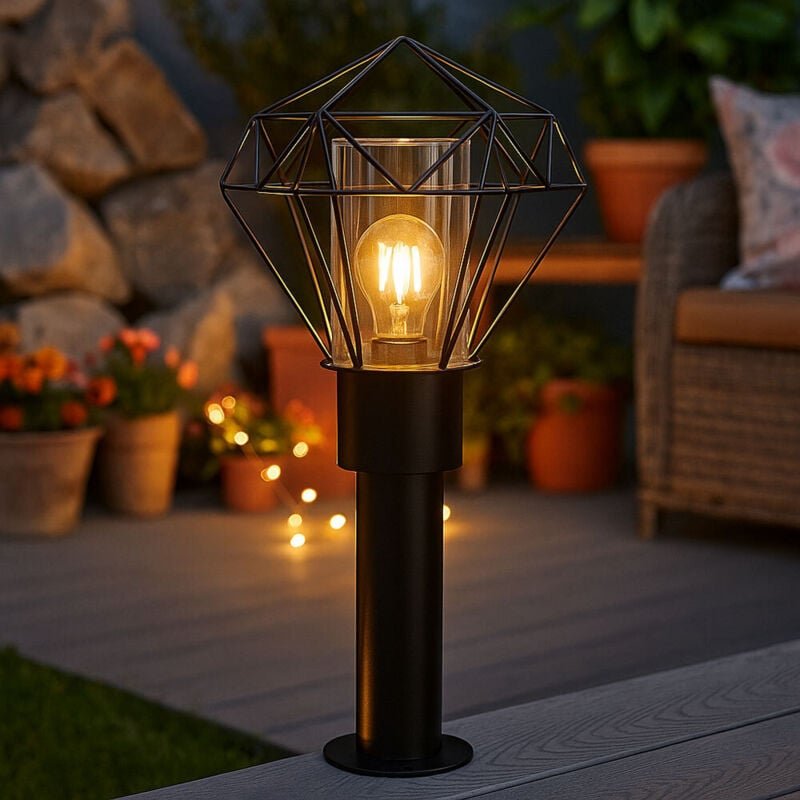 Außenleuchte Stehleuchte Wegelampe Terrassenleuchte Gartenlampe, Edelstahl schwarz Metall, spritzwassergeschützt, l 22,5...