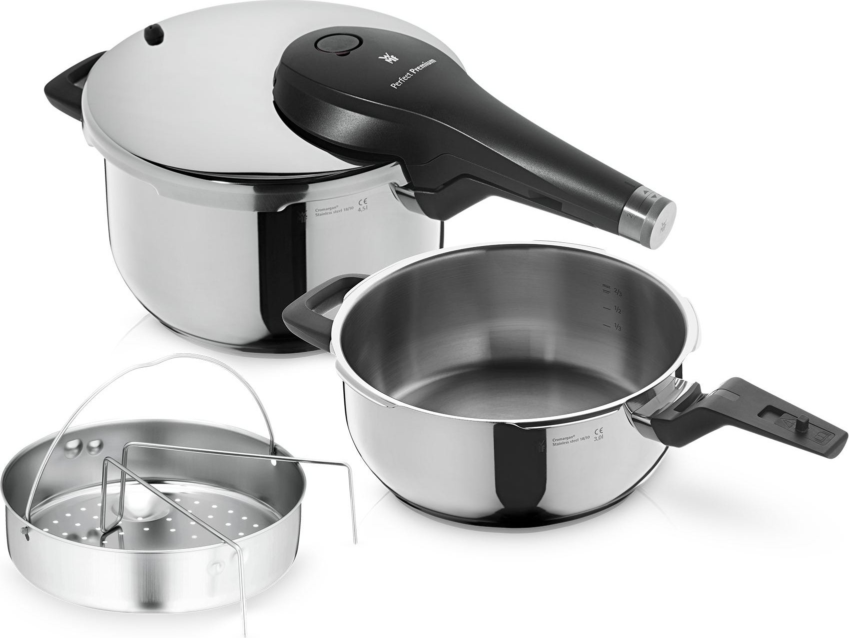 Perfect Premium One Pot Schnellkochtopf-Set mit Dampfgareinsatz, 22 cm, 4,5 und 3,0 Liter