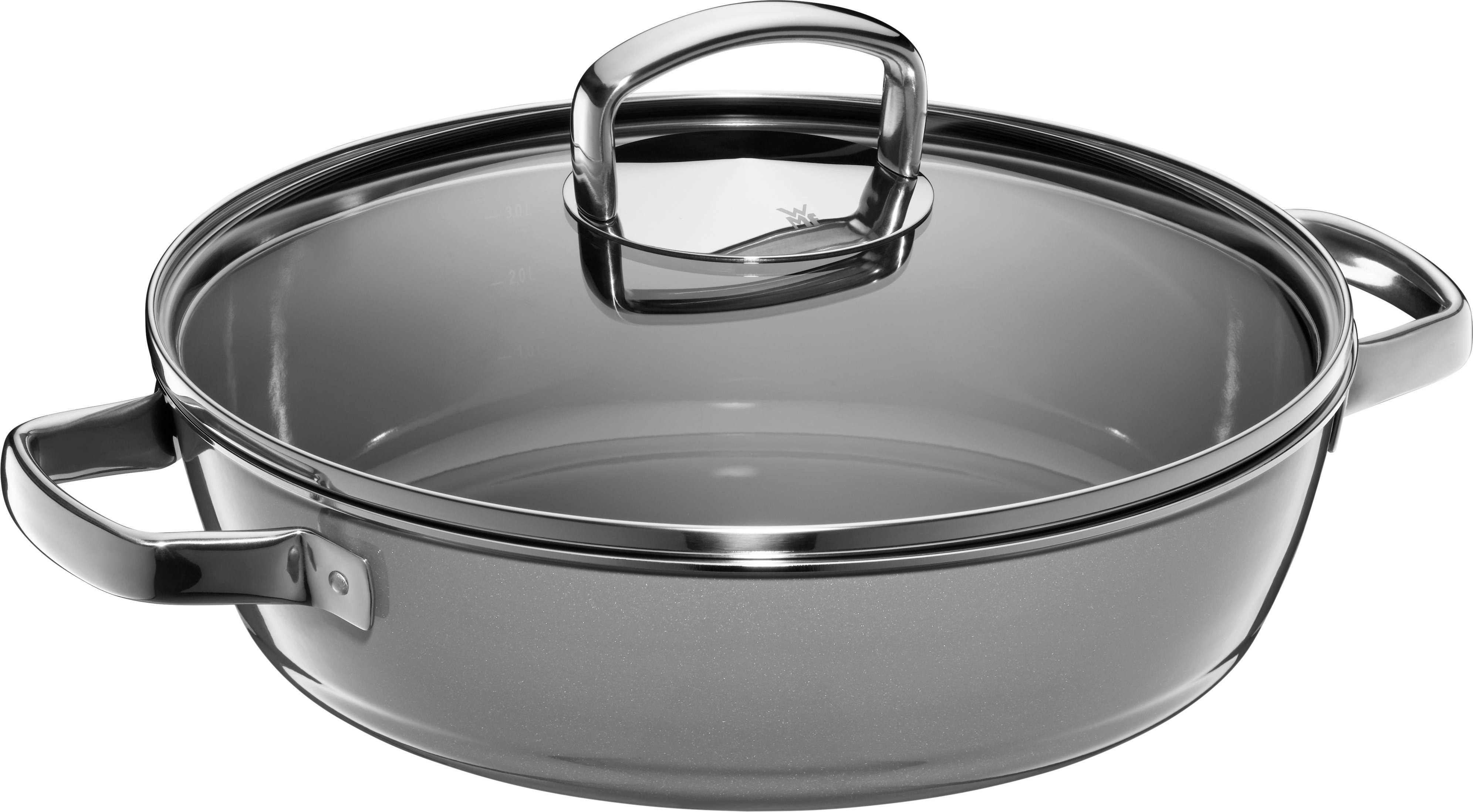 Fusiontec Mineral Schmorpfanne mit Glasdeckel, 28 cm, Platinum