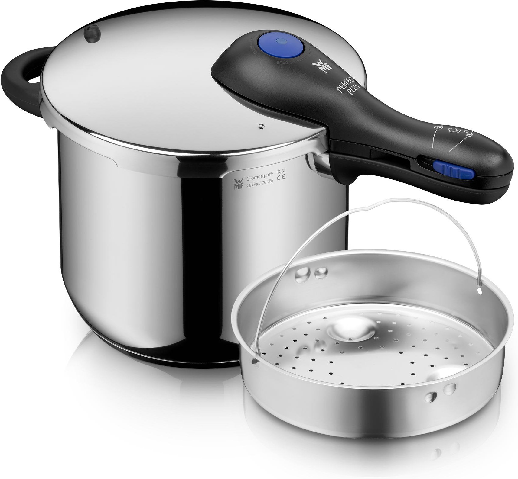 Perfect Plus One Pot Schnellkochtopf mit Dampfgareinsatz, 22 cm, 6,5 Liter