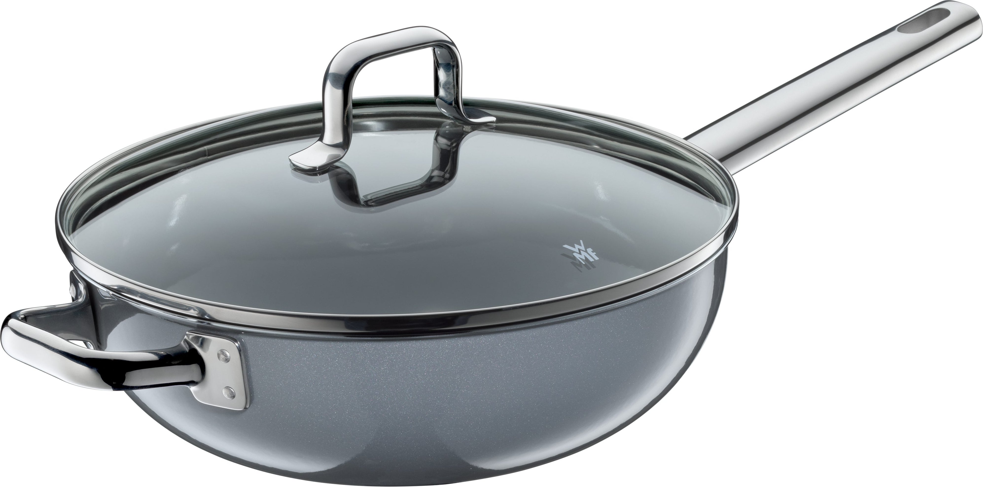Fusiontec Mineral Wok mit Glasdeckel, 28 cm, Platinum